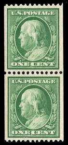 MOMEN: US STAMPS #348 COIL PAIR MINT OG LH PF GRADED CERT XF-90 LOT #96167 - Picture 1 of 3