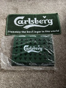 Carlsberg Tropf-/Bar Tablett + Bar Handtuch Brandneu nie benutzt siehe Bilder 4 Maße! - Bild 1 von 24