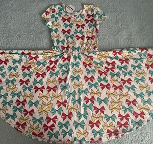 Dot Dot Smile Cap Sleeve Dress Red Green Yellow Bows Girls Size 7 New - Picture 1 of 2