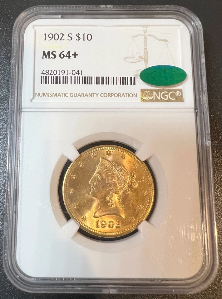 1902-S Gold Liberty Head Eagle - with Motto $10 NGC & CAC MS64+  4820191-041 - Image 1 of 2