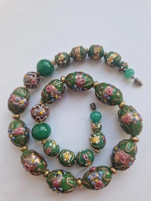 Collier Perles En Verre De Murano Ancien Antique Wedding Cake 1960 - Photo 1/4