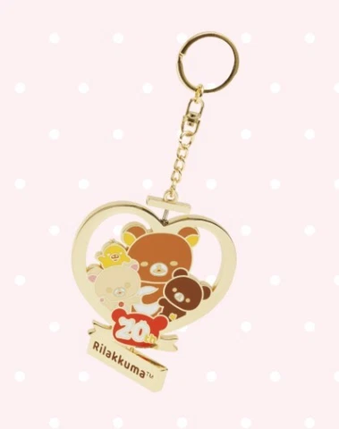NIB Rilakkuma 20th Anniversary USA TOUR San-X  Spinning Enamel Keychain GOLD Cover