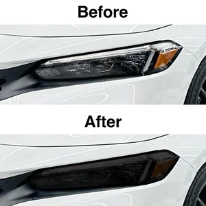Civic 2022-2025 Headlight & Fog Light DARK Smoke Precut Vinyl Tint Overlay - Picture 1 of 7