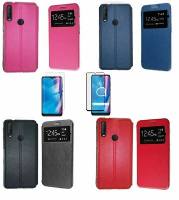 Funda libro ventana para ALCATEL 1b 2020 + cristal opcional CON SOLAPA