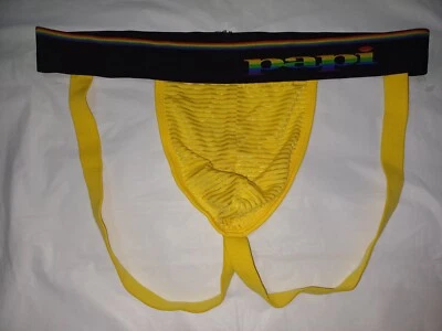 PAPI MENS UNDERWEAR JOCKSTRAPS COLOR YELLOW W BLACK BAND SIZE MEDIUM M Foto 1 de 3
