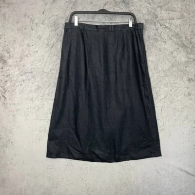 L.L. Falda midi negra de lino Bean 14 minimalista Lagom Lagenlook armario cápsula Foto 1 de 4