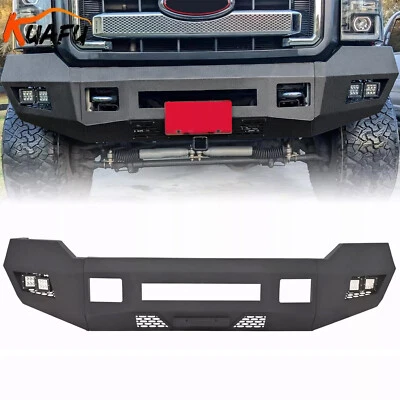 For 2011-2016 Black Front Bumper w/ LEDs 2/4WD Ford F250 F350 Heavy Duty Steel — 第 1/4 张图片