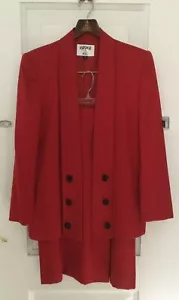 Vintage Damen Kasper für ASL 2 Stück Langarm rote Jacke Rock Anzug Größe 14 - Bild 1 von 11