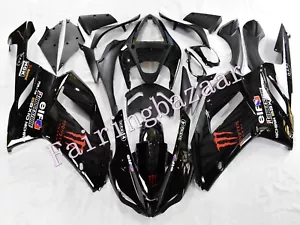 Fit for 2007 2008 ZX6R 636 Gloss Black Red ABS Injection Bodywork Fairing Kit - Picture 1 of 6