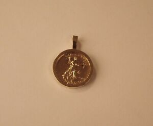 14K YG 1907 Wysoka płaskorzeźba 20 USD Miniaturowa złota moneta wisiorek