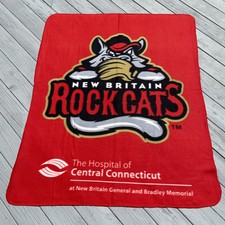 NEW BRITAIN ROCK CATS SGA GIVEAWAY Fleece Throw Blanket Baseball Red 50x60'' CT