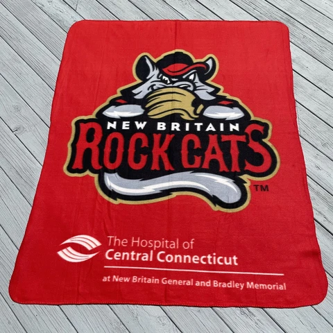 NEW BRITAIN ROCK CATS SGA GIVEAWAY Fleece Throw Blanket Baseball Red 50x60'' CT Cover