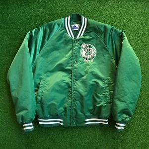 Vintage 80's Boston Celtics Chalkline Satin NBA Finals Bomber Jacket Size Medium - Picture 1 of 5