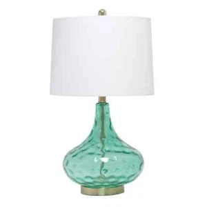 Lalia Home 24 in. Seafoam Classix Contemporary Dimpled Colored Glass Table Lamp - Picture 1 of 12