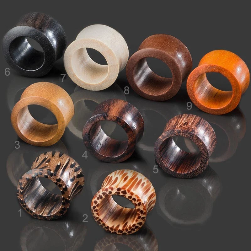 4-30mm Flesh Tunnel Plug Holz double flared Tube Tunnel Ohr Piercing Horn WP2 - Bild 1 von 1