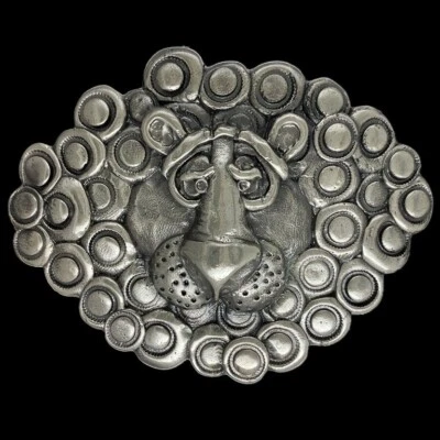 Nuevo Cinturón León Hebilla Años 70 Vintage Gato Grande Abstracto Lindo Arte Obra Hippie Regalo Foto 1 de 3