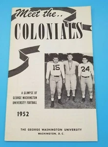 GEORGE WASHINGTON COLONIALS - COLLEGE FOOTBALL MEDIA GUIDE - 1952 - NM SHAPE - Picture 1 of 3