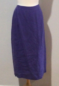 Chicos Purple Button Side & Side Split 100% Linen Midi Skirt Size 3