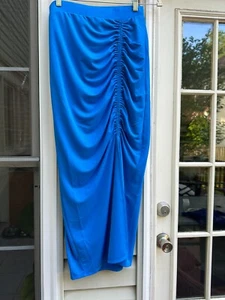 NWT INC International Concepts Women's Rushed Pull On Midi Skirt Blue, Size M - Picture 1 of 3