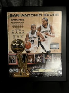 San Antonio Spurs Framed 5 Time Champions Tony Parker Authentic Worn Jersey -COA - Picture 1 of 6