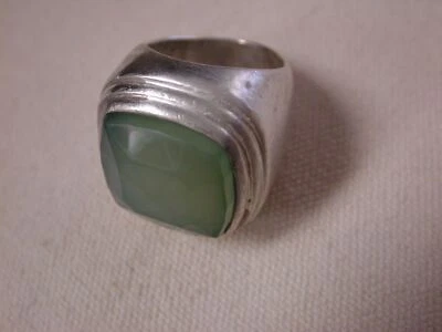 Barry Brinker .950 Argento Chalcedonio Chunky Cuscino Checkerboard Taglia 7.5 - Immagine 1 di 4