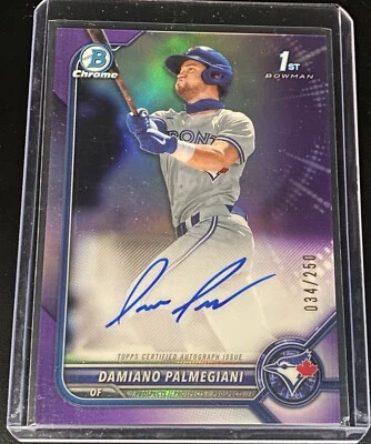 DAMIANO PALMEGIANI  2022 Bowman Chrome Prospect Purple Refractor AUTO /250 1st - Image 1 of 2