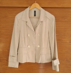 MARC CAIN Leinen Jacke Damen GR 38 S/M edel Beige Creme Blouson - Bild 1 von 9