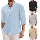 Casual Loose Fit Button up Collared Dress Shirt Tops for Men Long Sleeve