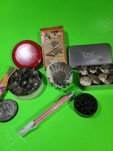 Baking Lot Of Metal Cutters-Aspic-Jelly-Vintage - Picture 1 of 7