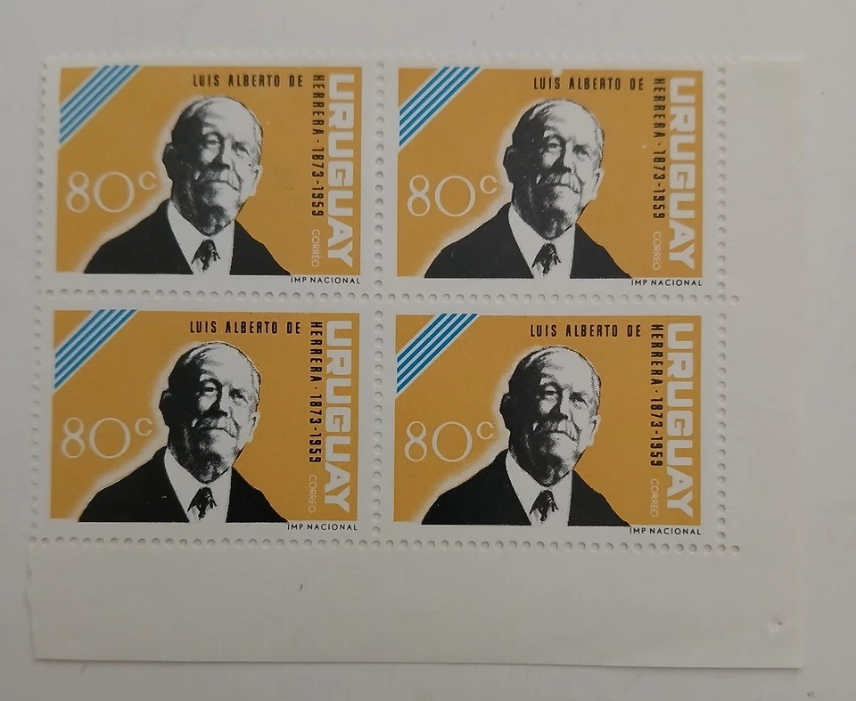 URUGUAY - LUIS ALBERTO DE HERRERA - 1873 - 1959 - 80c - B De 4 - MNH Foto 1 de 1