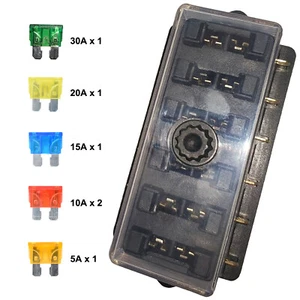 6 Way Auto Blade Fuse Holder Box Block For Car Marine Boat Trailer RV USA FAST - Picture 1 of 6
