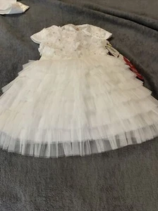 DK House Kleinkind Mädchen Kleid Größe 1 Jahr weiß neu mit Etikett Hochzeit Taufe Lagenlook - Bild 1 von 5