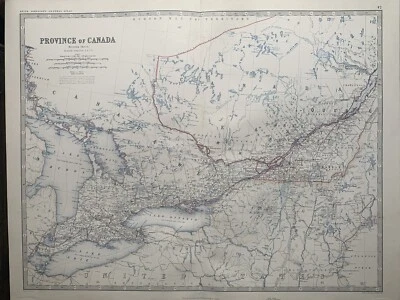 1867 Ontario & West Quebec Hand Coloured Original Antique Map by Johnston - Image 1 of 3