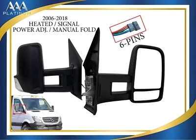 For 2006-2018 Sprinter Right Side View Mirror Long Arm Heated Power Signal - Image 1 of 4