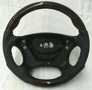 Sport Leder Lenkrad Holzoptik für Mercedes Benz W209 W211 C219 R230 CLS SL - Picture 1 of 5