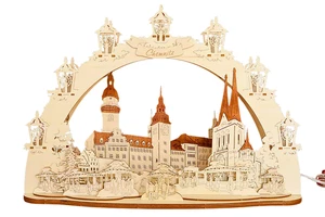 3D LED Schwibbogen Chemnitz Rathaus Markuskirche - Holzkunst aus Sachsen - Bild 1 von 2