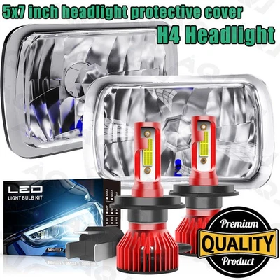 Pair For Plymouth Reliant 1981-1989 5x7 7x6 inch LED Headlights Hi/Lo Beam - Image 1 of 4