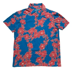 Tori Richard Polo Shirt Medium Mens Hawaiian Floral Short Sleeve - Picture 1 of 7