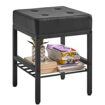 Square Makeup Stool with Adjustable Feet and Storage Space, Footrest Chair, P... - Image 1 of 4