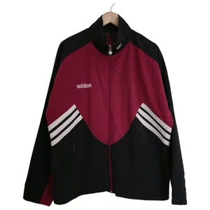 Adidas 90s Giacca da Allenamento Vintage Uomo XL Rosso Nero Tre Strisce Retrò - Foto 1 di 10