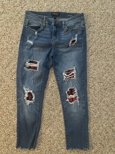 Judy blaue Damenjeans Größe 11/30 Skinny Fit Crop Used-Look kariert mittlerer Bund - Bild 1 von 13