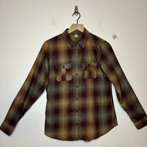 Camicia Eddie Bauer con bottoni marrone a quadri Gorpcore Granola Bella Swan Top Medium - Foto 1 di 10