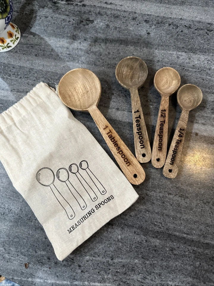 NEW Anthropologie Terrarium Measuring Wooden Spoons Set of 4 - Image 1 of 2