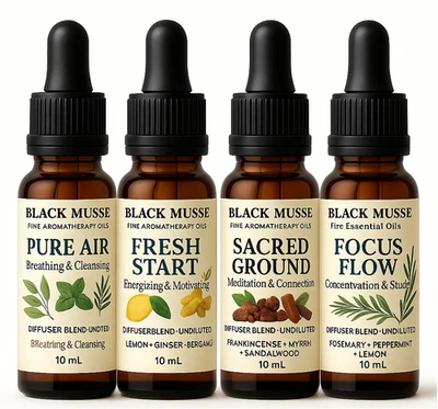 Diffuser Oils Blends Set 4x10ml Focus Flow, Sacred Ground, Fresh Start, Pure Air - Image 1 of 4