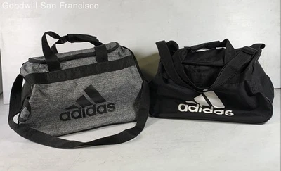 Lot Of 2 Adidas Black Gray Double Handle Classic Lined Travel Duffle Bag - Image 1 of 4