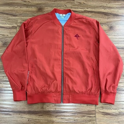 LRG Men’s Red Bomber Jacket Size XL Full Zip Pockets Long Sleeve Embroidered - Image 1 of 4