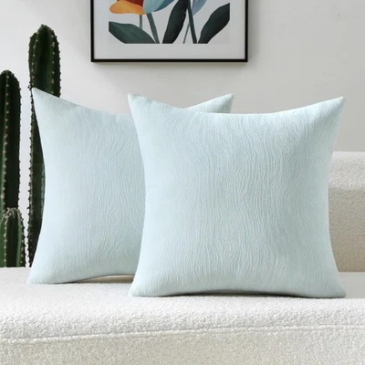 Blue Decorative Throw Pillow Covers 20x20 Inch Set of 2,Soft Chenille Jacquar... - Image 1 of 4