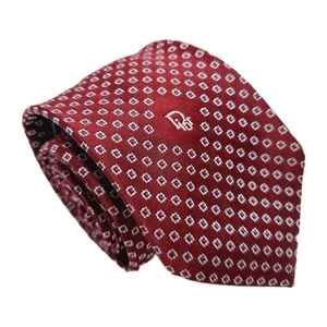 Christian Dior Necktie Red Geometric Pattern Men's Silk Neck Tie Dior Logo  - Picture 1 of 5