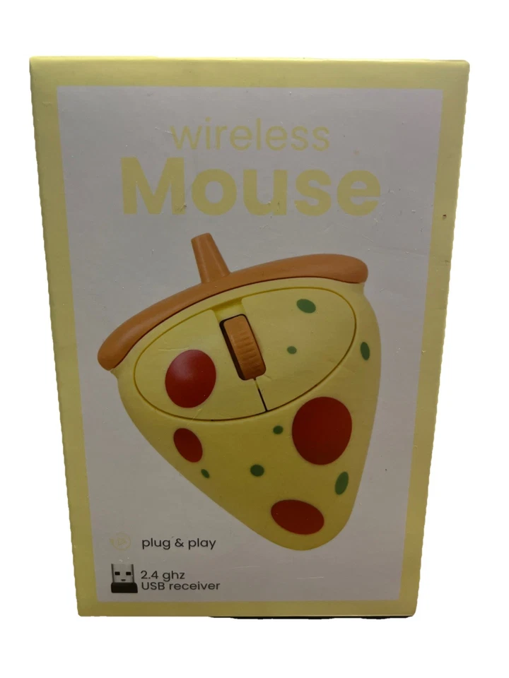 NEW Vivitar 'Pizza Slice Shaped' Novelty Computer Mouse Yellow Wireless USB - Image 1 of 2