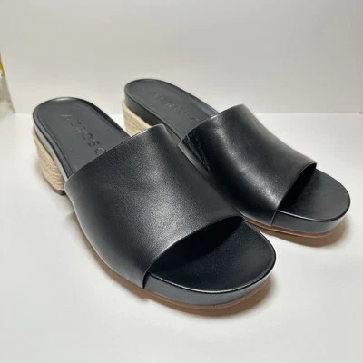 Sandalias Aerosoles Clark de cuero negro de tacón grueso sin cordones 10 M cómodas Foto 1 de 4